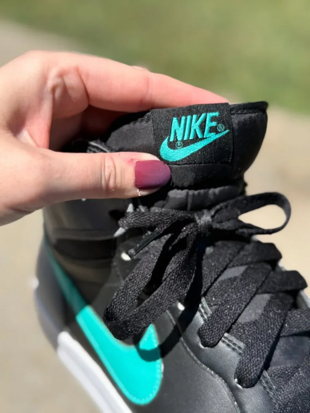 Nike Big High AC Mens 10.5 Black Teal High Tops Y2K Skate Streetwear Retro4247